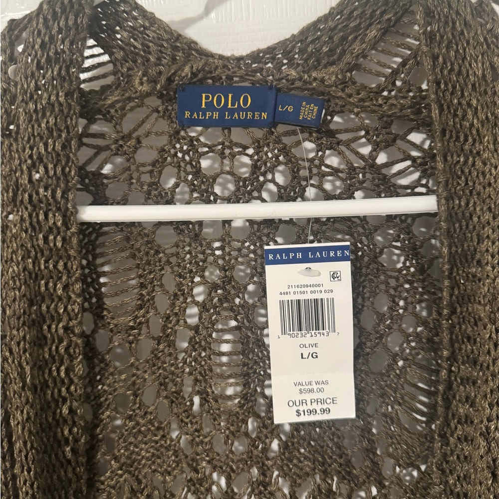 Polo by Ralph Lauren Olive Open-Weave Knit Sweater